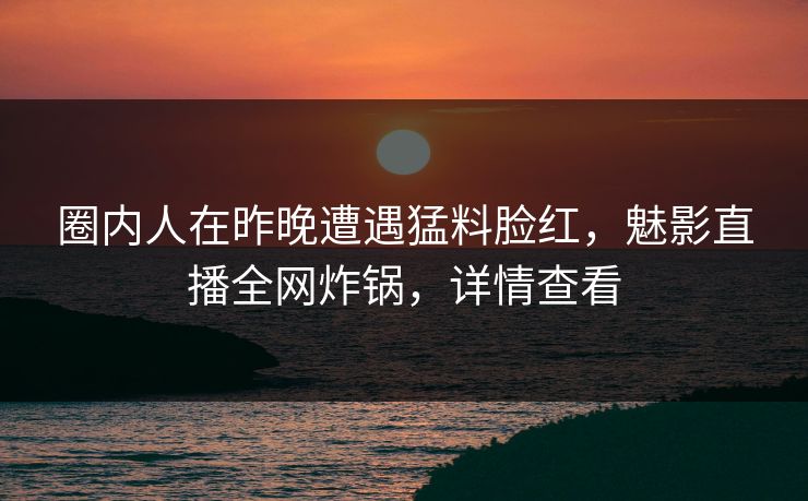 圈内人在昨晚遭遇猛料脸红，魅影直播全网炸锅，详情查看