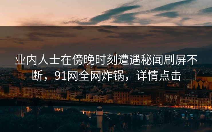 业内人士在傍晚时刻遭遇秘闻刷屏不断，91网全网炸锅，详情点击
